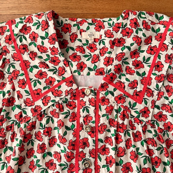 Entro Red and Green Floral baby doll dress - Picture 2 of 11